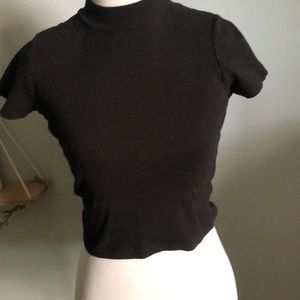 black short sleeve mock neck